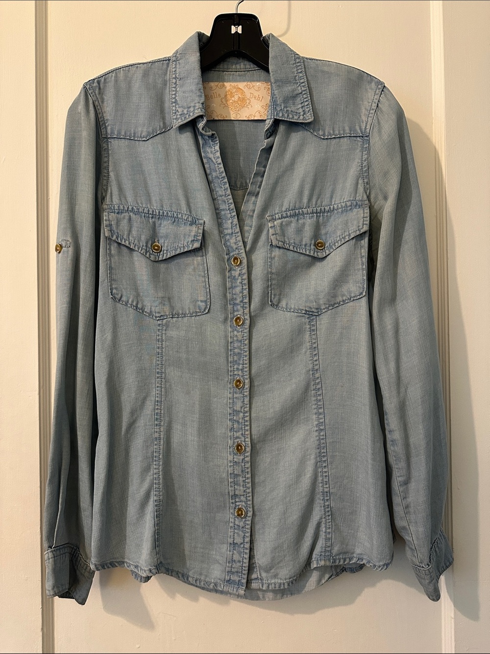 Light Wash Tencil Button-Up Shirt